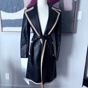 Brown's Leather Trench - Black and Beige - Small